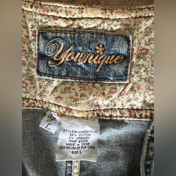 NWOT Vintage YOUNIQUE DENIM TUXEDO VEST! With Pockets! Size L - Picture 2 of 6